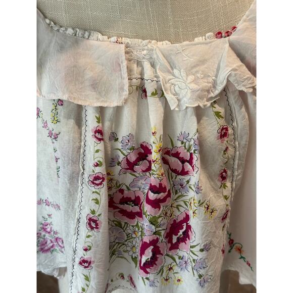 Anthropologie Puff-Sleeve Embroidered Collared Blouse Women's Size Large - Picture 4 of 5